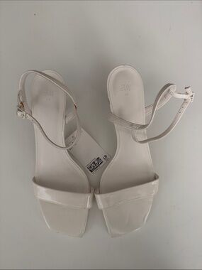 H&M White  Square-Toe Ankle-Strap Heels